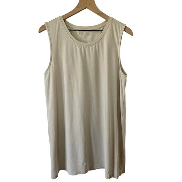 Soft Surroundings Sleeveless Stetch Knit Tunic Tank L Beige Ivory - Picture 1 of 5
